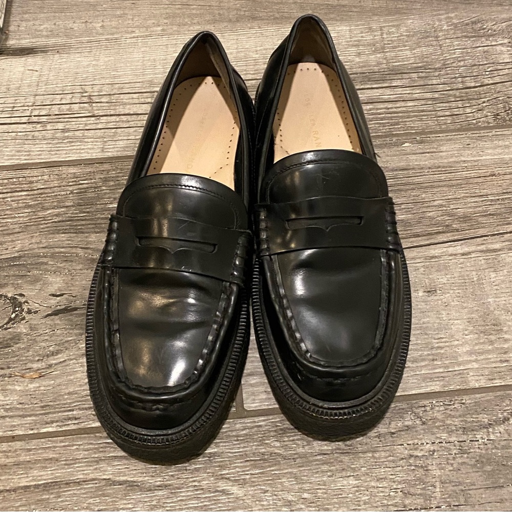 Loeffler Randall rikki platform Black Leather Loafers